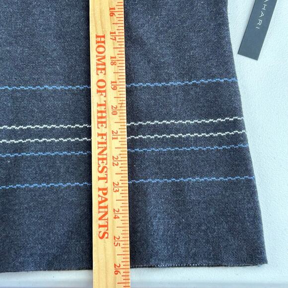 NWT Tahari Funnel Neck Micro Striped Long Sleeve Gray Sweater Sz L MSRP $98 - Picture 4 of 7